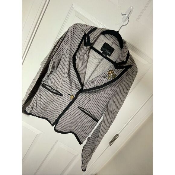 Daytrip women’s blazer jacket size large black gray stripes - Picture 1 of 6